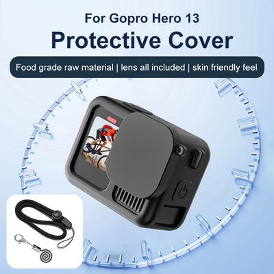 For Gopro Hero 13 Black Accessories Case Protective Housing Shell Protector Rubber Silicone + Lens Cap Strap For Go Pro Hero13
