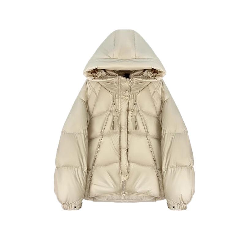 High-quality White Duck Down Hooded Down Jacket Women's 2025 New Winter Thickened Streamer Warm Bread Jacket Tide