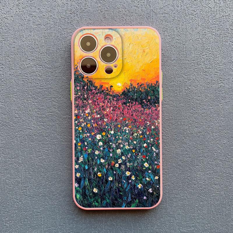 Aesthetic Beauty Sunset Flower Field Phone Case For iPhone 16 13 12 Mini 11 Pro Max 14 15 Plus Pro Max XS X XR 7 8 SE2 Covers