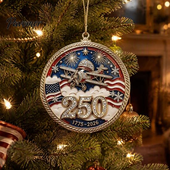 Historic 1776 to 2026 Ornament 250 Anniversary USA Christmas Ornament, United States 1776-2026 250th Patriotic Theme Party Supplies Keepsake, Acrylic