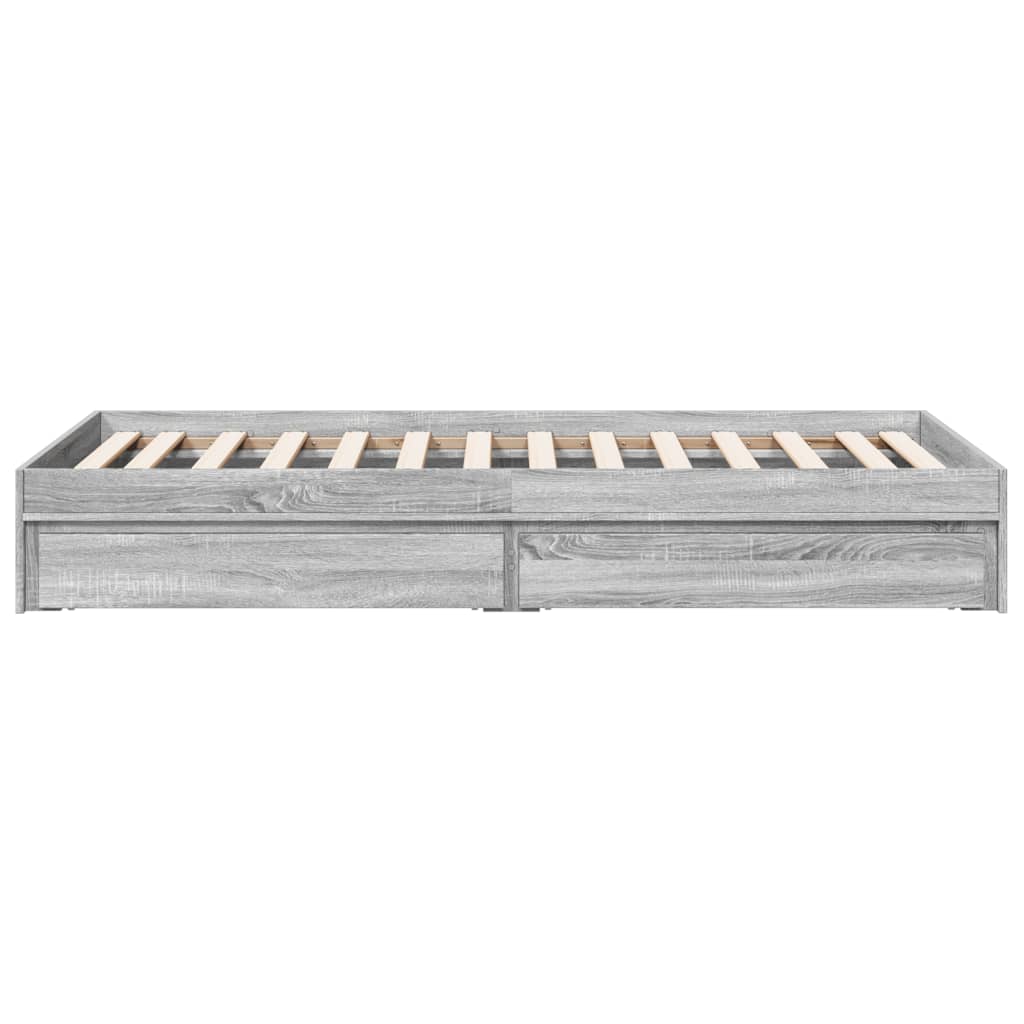 Bed Frame with Drawers Grey Sonoma 100x200 Cm Particleboard