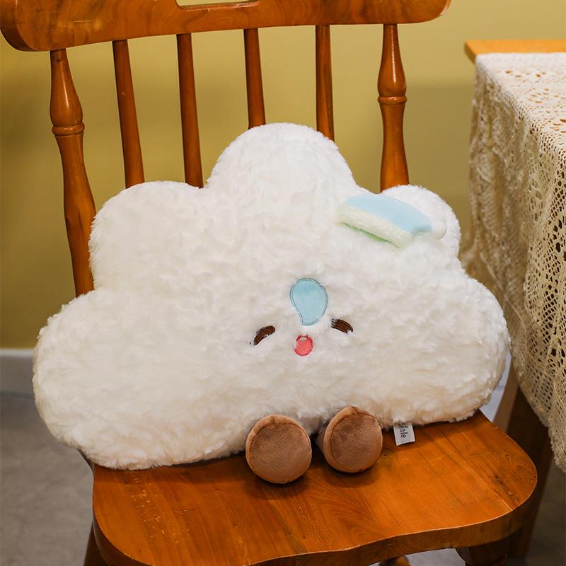 Cute White Cloud Plush Throw Pillow & Toy Doll
