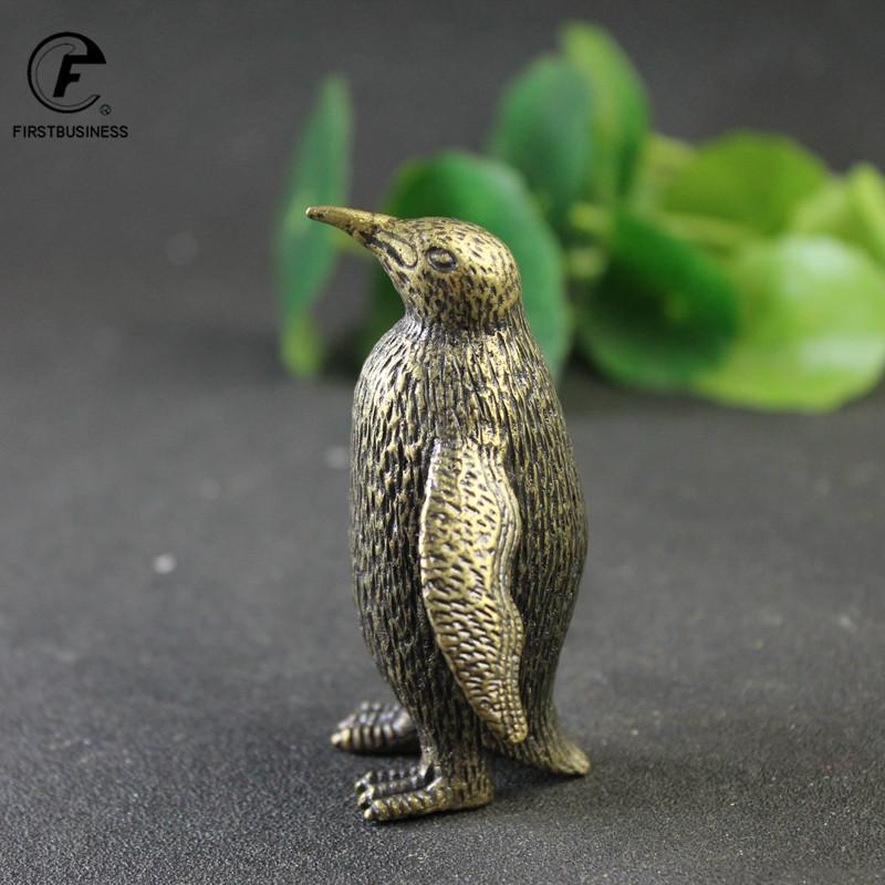 Solid Brass 210g Antarctic Penguin Figurines Miniatures Office Desk Ornament Tea Pets Paperweight Vintage Animal Statue Crafts