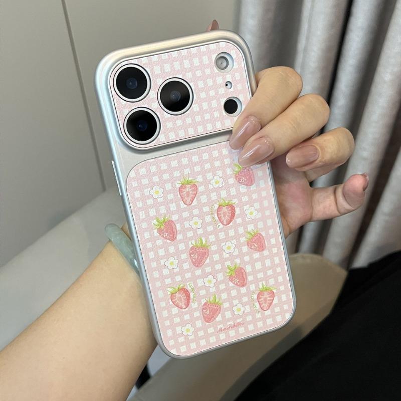 Cute Plaid Strawberry Fashion Anti Drop Phone Case For Apple Iphone