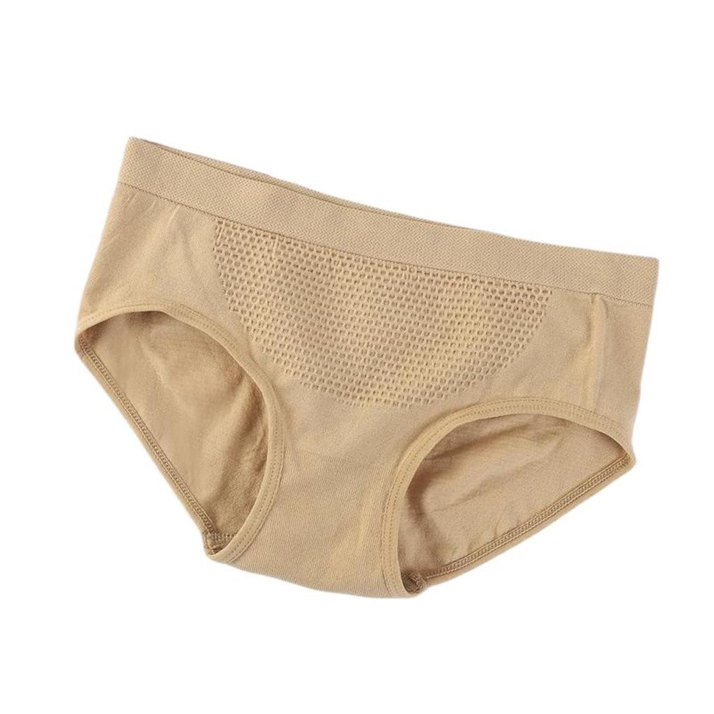 3-Pack Women’s Breathable Cotton Panties Honeycomb Weave Seamless Soft Underwear Gray Pink Nude