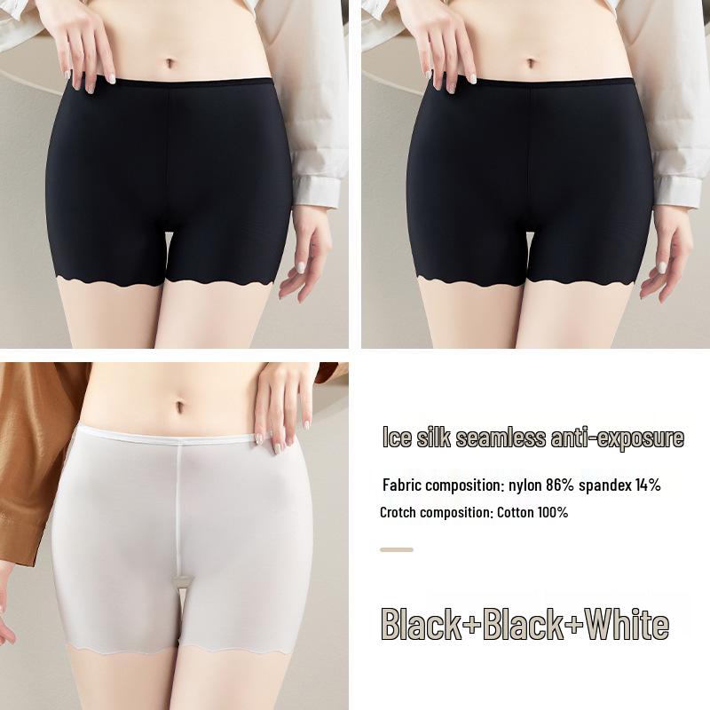 Women's Summer Ice Silk Anti-Exposure Loose Shorts with All-Cotton Crotch