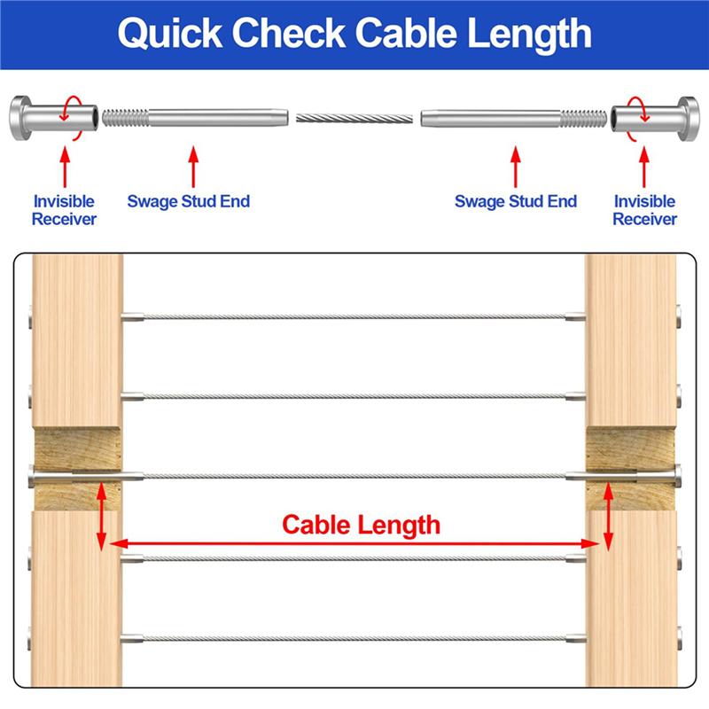

A34R 100-Pack Invisible Cable Railing Kit, 1/8In Cable Railing Tensioner Invisible Receiver For 2X2in Wood/Metal Posts срібний