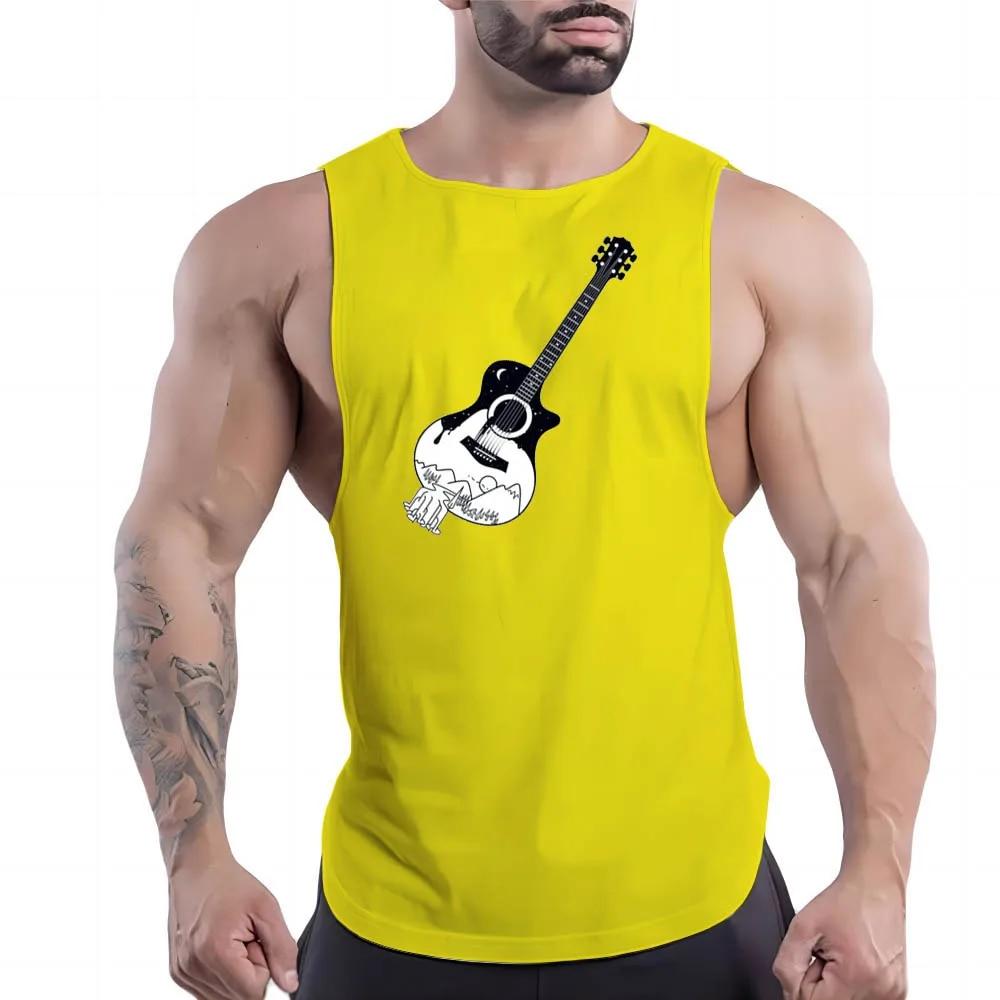 2023 Four Seasons New Outdoor Sports Wind 2d Violin Print Men'S Casual Comfortable Breathable Sports Shirt Vest Tops Y2k