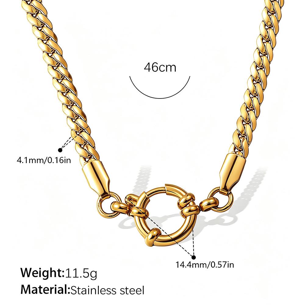 Europäische Retro 18K Gold Halskette für Damen - Hochwertiger schlichter Stil mit vielfältigen Designs und Edelstahlkette