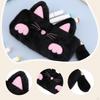 Pen Case Black Cartoon Cat Portable Stationery Organizer Multipurpose Supplies Gifts Makeup Bag
