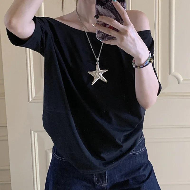 Dámske tričká Jednofarebné Jednoduché Letné Ležérne Krátky rukáv Univerzálne Mladé dievčatá Streetwear Y2k Top Estetické oblečenie Ins