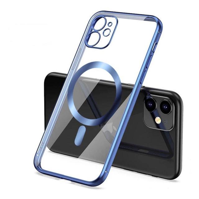 

Магнитный чехол Magsafe для Iphone13promax с беспроводной зарядкой для Iphone1211xrxs, однотонный глянцевый мягкий силиконовый чехол с гальваническим покрытием iPhone 13 pro синий