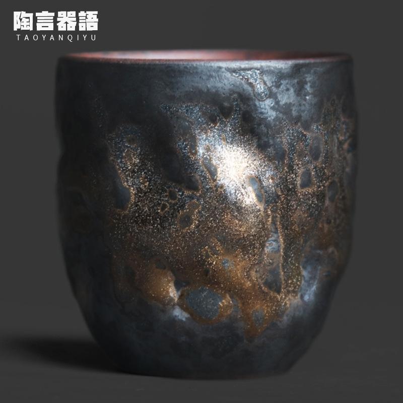 

75ml Kiln Fambe Gilded Stone Pattern Teacup Traditional Tea Bowl Mug Tea-tasting Meditation Cup Jianzhan Master Cup Teaware Gift As Your Choose