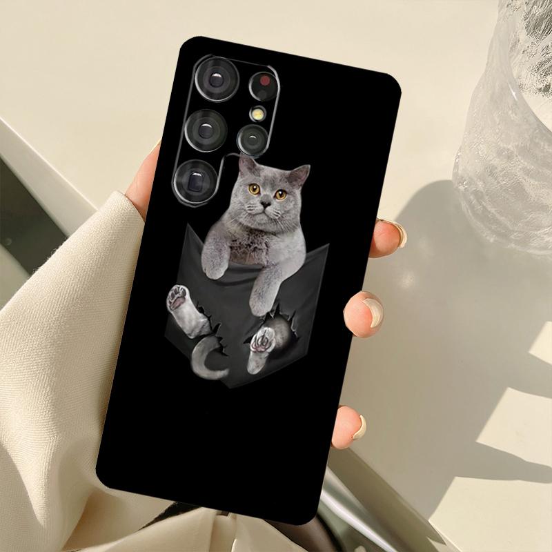 British Shorthair Cat Case For Samsung Galaxy S24 Ultra S21 S22 S23 S25 Ultra S9 S10 Plus S20 FE S25 FE Back Cover