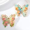 Enamel Big Flower Butterfly Brooches Rhinestone Enamel Lapel Pin  Women's Clothes Pins Gifts