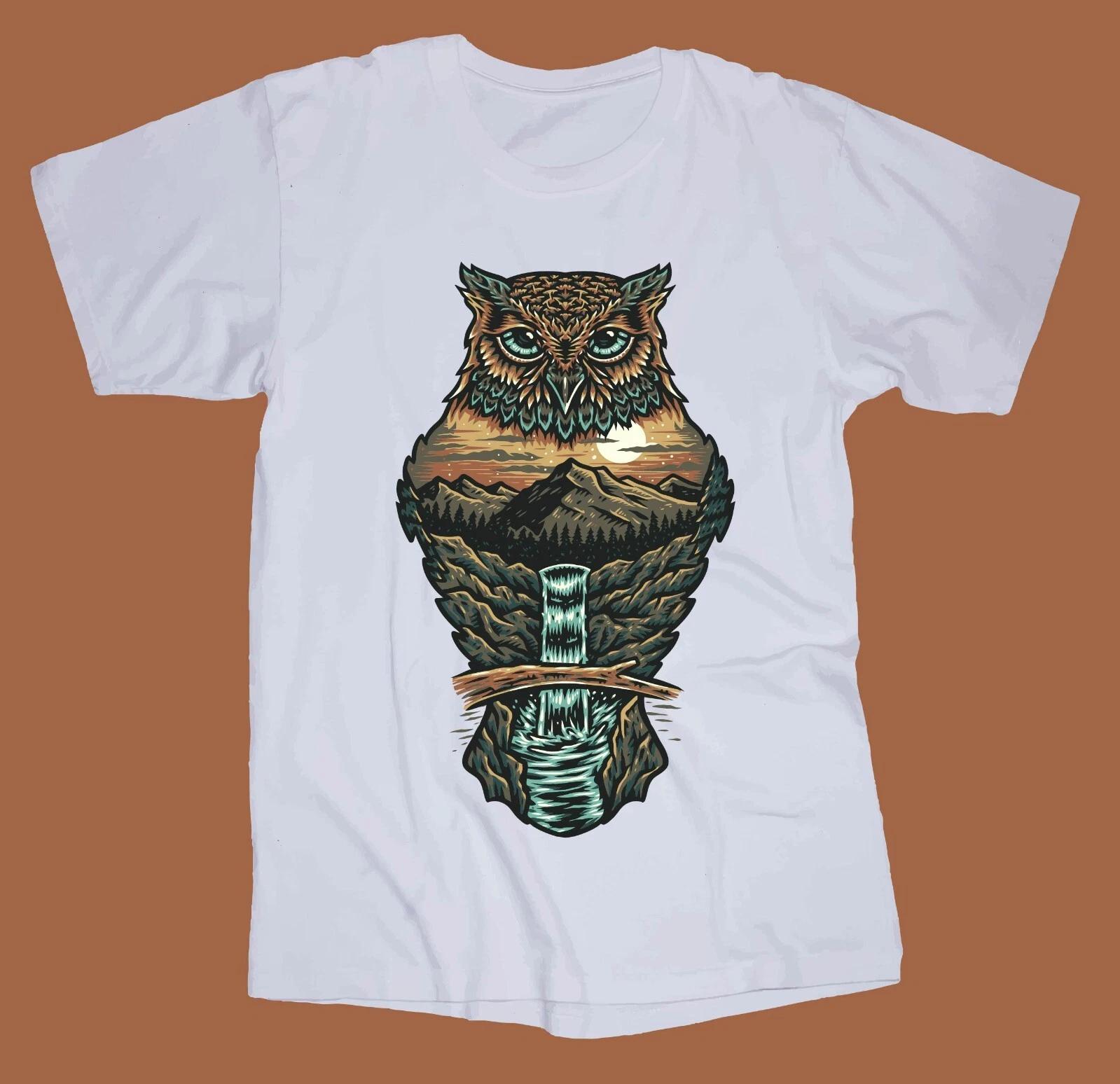 

OWL Outdoors white T-shirt Mountains Waterfall Wildlife National Park M