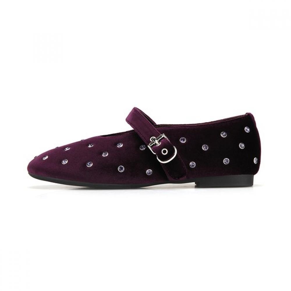 BARBARA Velvet Mary Jane Flat Bbi534pr