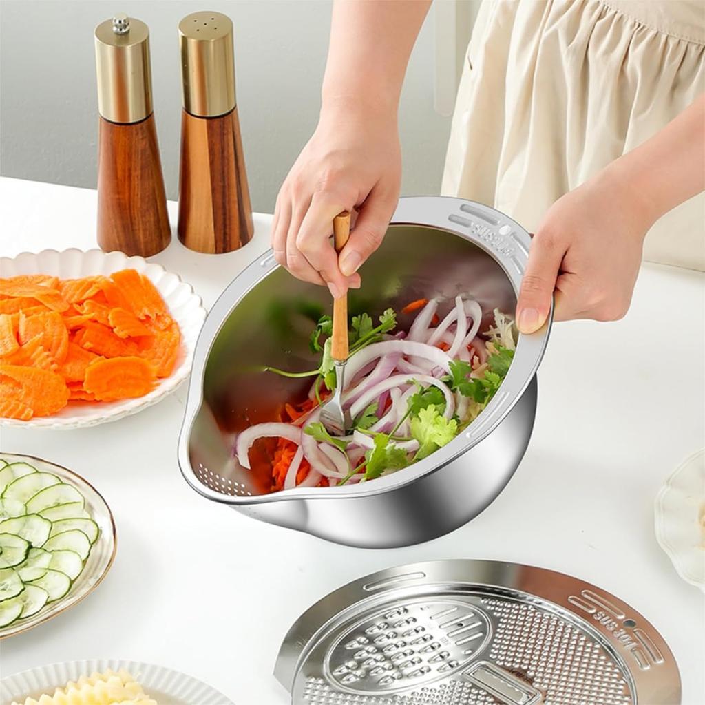 Rice Washer Strainer Bowl Stainless Steel 304 Rice Washing Bowl Rice Sieve Colander Fruit And Vegetable Strainer Kitchen Tools