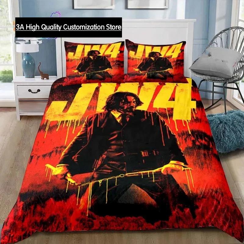 Thriller Film John Wick Bettwäsche Set Einzelbett Twin Bett Vollbett Queen Size Bett Set Erwachsener Jungen Schlafzimmer Bettwäsche Geschenk