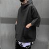 Hooded T Shirt Men Summer Korean Half Sleeve Pullover Top Soft Large Pockets Loose Men T-shirt Streetwear