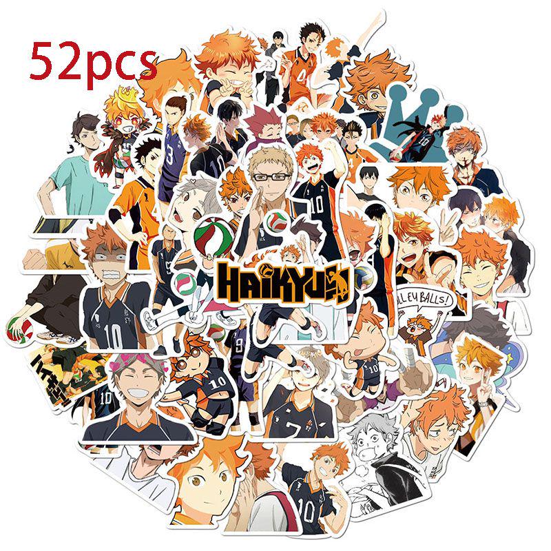 Comic 52pcspack Haikyuu Sticker Luggage Laptop Guitar Waterproof Bike Decals