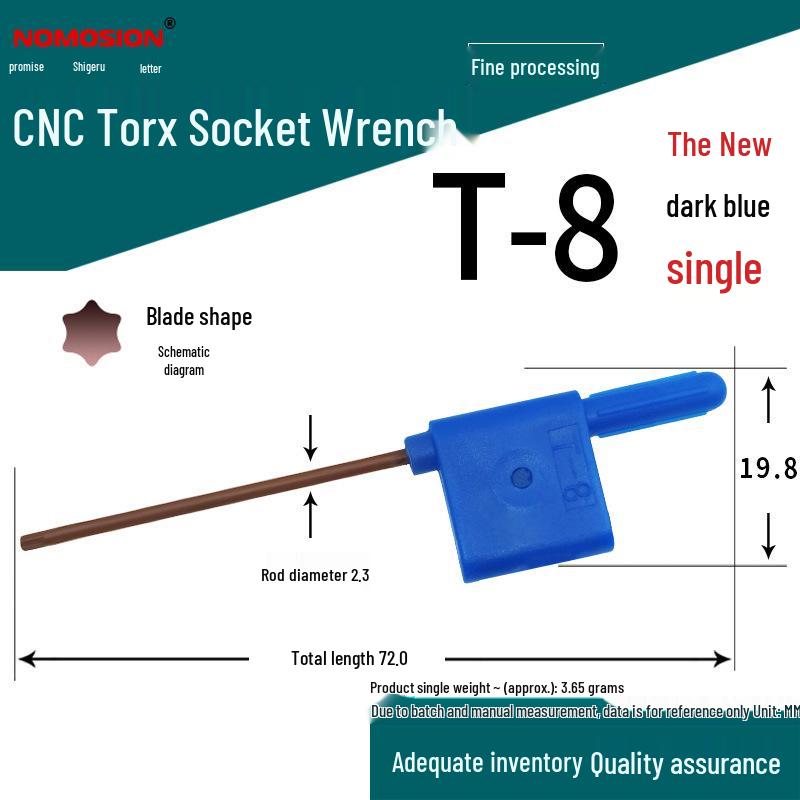 Hexagonal Blue Flag Wrench Set: T6, T8, T15 Hardened CNC Milling Cutter Holder with Blade & U Drill Screw