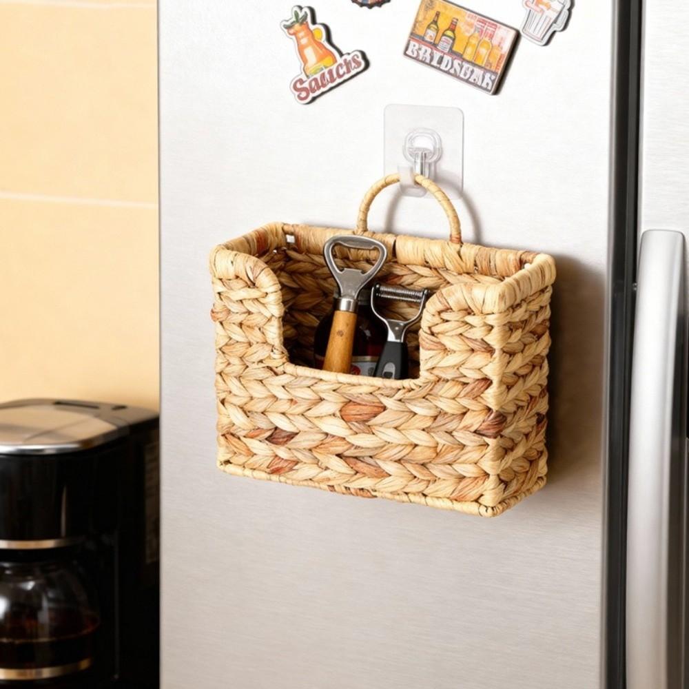 Woven Design Woven Hanging Magazine Holder Wall Mounted Handmade Storage Basket Eco-Friendly Decorative Magazine Rack Home Use