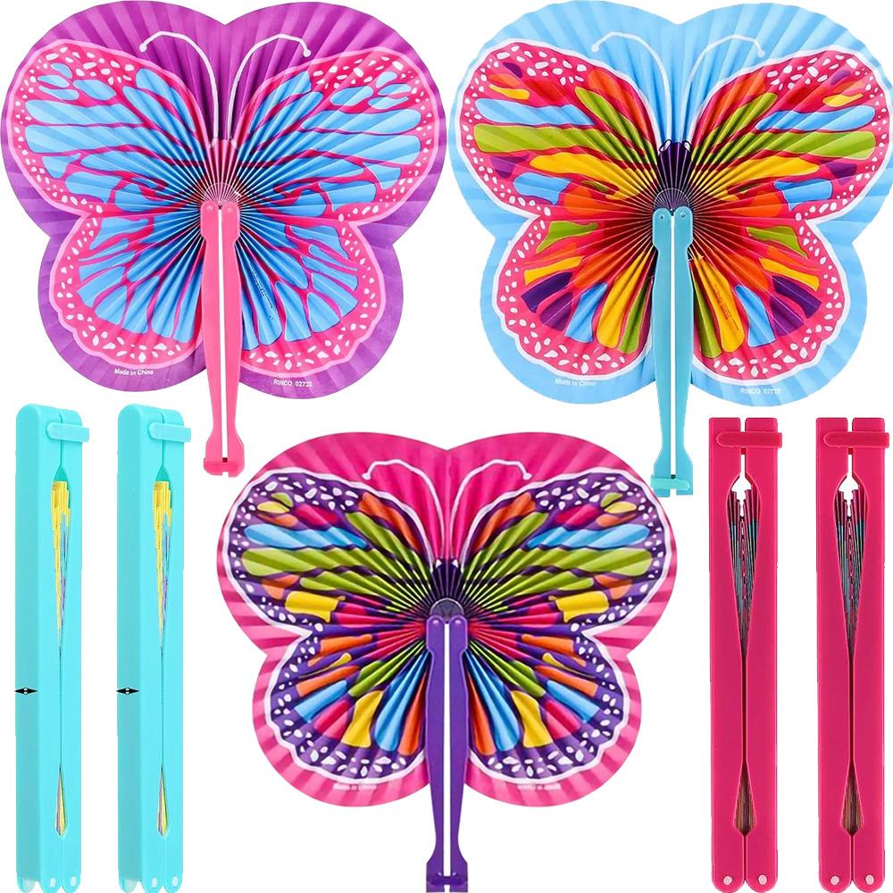 12Pcs Hand Fan Butterfly Folding Fan Birthday Party Favors Decoration Birthday Girl Pinata Toy June Party Baby Shower