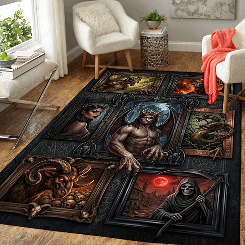 Dark Fantasy Creatures Pattern Rug Floor Mat for Living Room or Bedroom Soft and Comfortable Carpet a Gift for Birthday and Holiday.