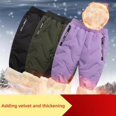 Boys Girls Winter Pants Waterproof Padded Thick Warm Trousers Ski Pants Elastic Kids Fleece Pant Thick