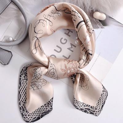 Pañuelo Cuadrado de Seda Estampado de Albaricoque de Lujo 70*70cm Diadema Suave de Satén para Mujer Pañuelo de Cuello Lazo Diadema para Cabeza Femenina Foulard Cinta para Bolso Regalo