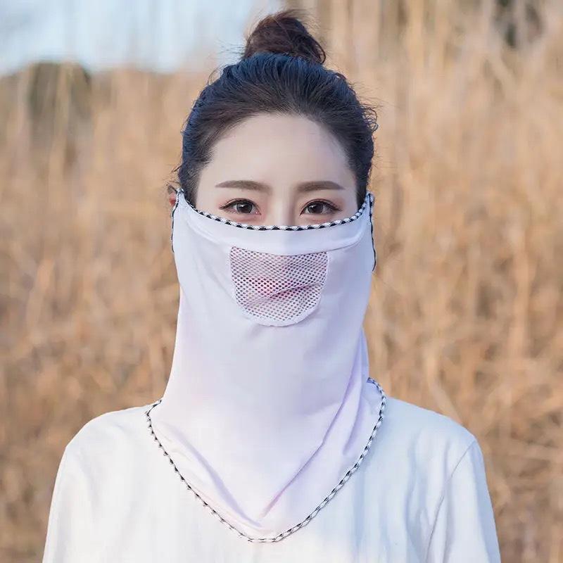 Ice Silk Mask Summer Breathable Mesh Cycling UV Protection Bandana Mask Moister Wicking Outdoor Neck Gaiter Women Face Cover