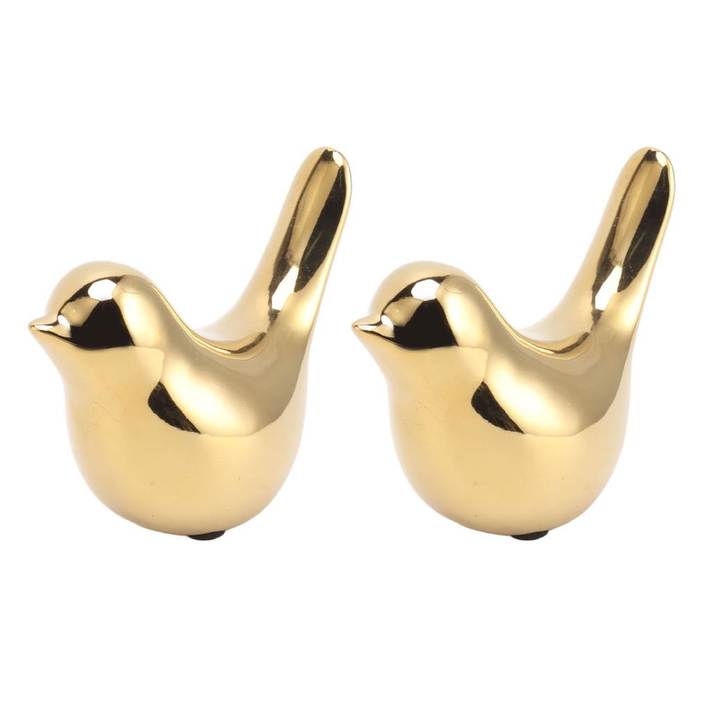 2Pcs Electroplated Ceramic Bird Decoration Nordic Style Modern Abstract Bird Figurine Home Desktop Decoration Gifts