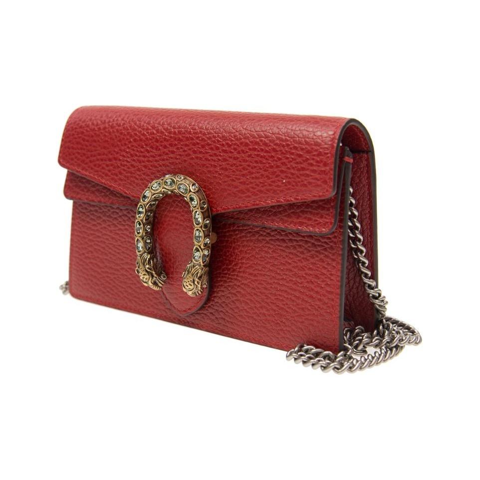 GUCCI Dionysus tiger head buckle chain leather messenger bag for women red