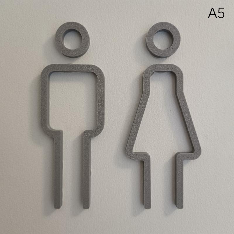 3D Printed Bathroom Door Sign Male & Female Restrooms Symbol Door Decor Restaurant Hotel Cafe Toilet Signage Wall Sticker