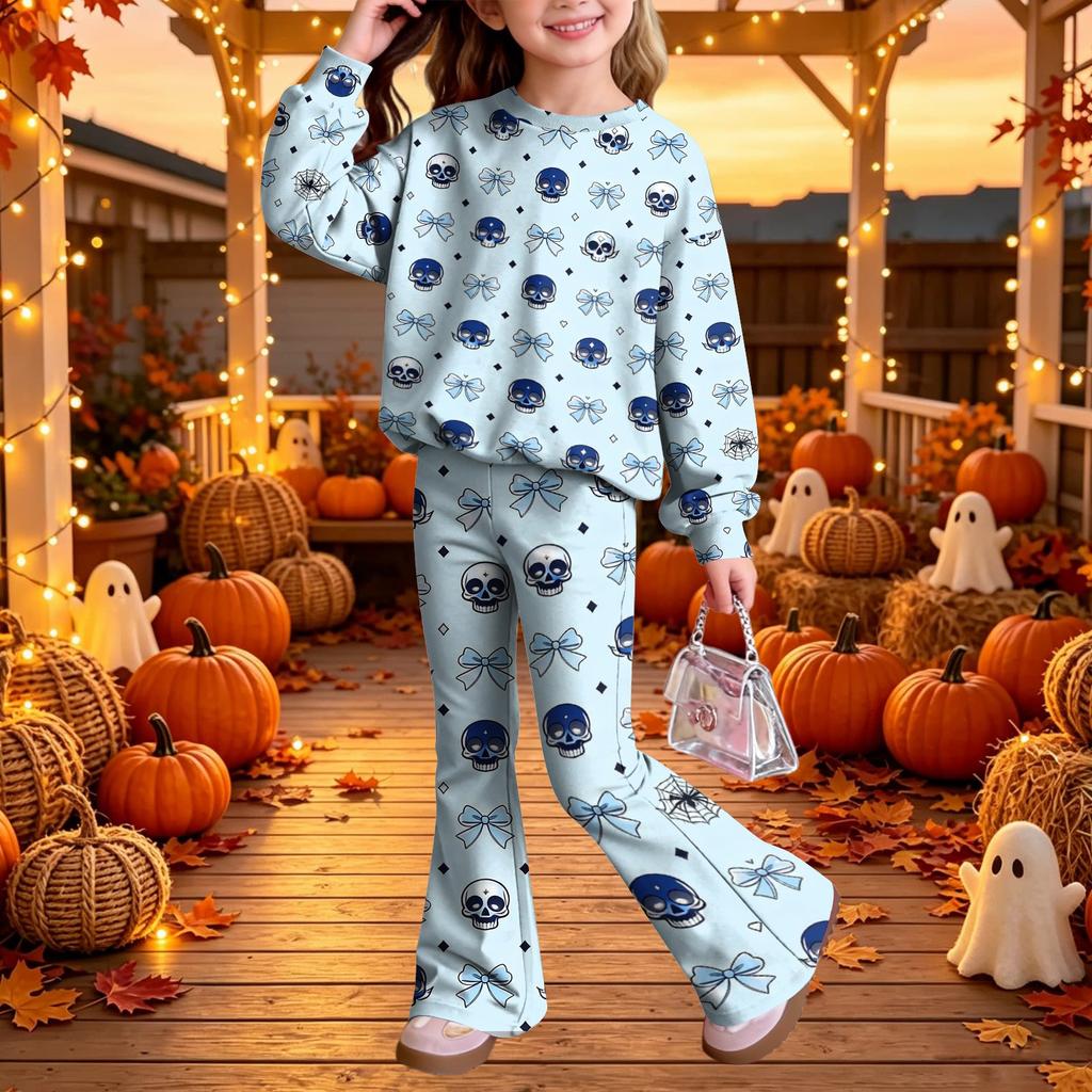 Kids Casual Long Sleeve Top and Pants 2-Piece Outfit Set for Boys Girls Everyday Wear