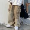 Autumn Cargo Pants Color Block Elastic Waist Drawstring Multi Pockets Patchwork Trousers for Sports