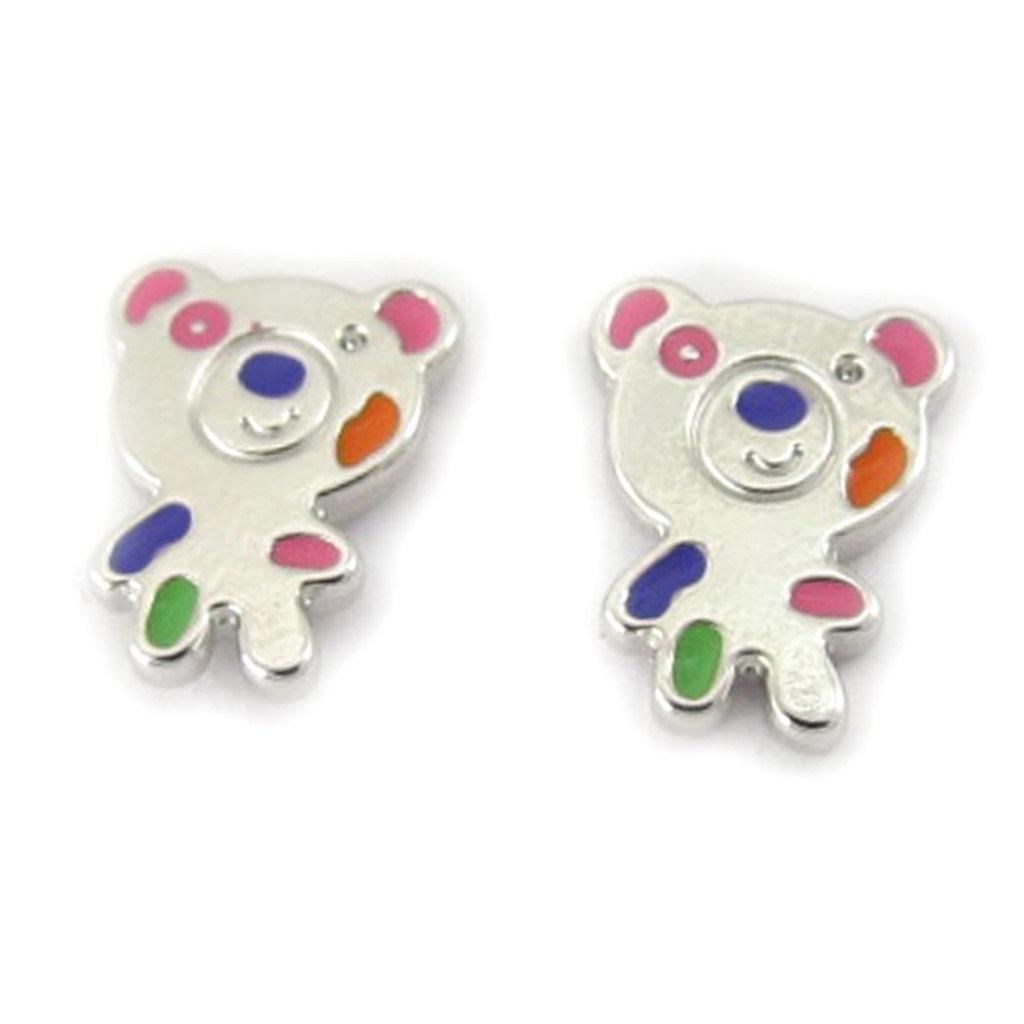 Altesse [K6400] - Multicolored 'Ourson' Silver Earrings