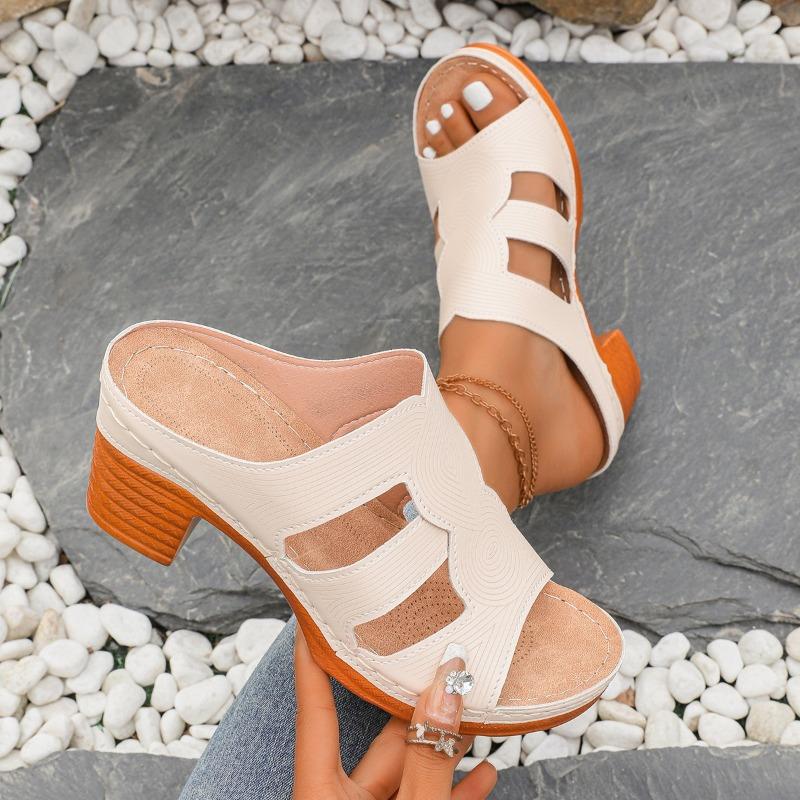 Mode 2025 Neue Sommer Damen Hausschuhe Mode Zehenfrei Lässige Hausschuhe Damen Outdoor Bestseller Übergröße Hohe Absätze Zapatos Mujer