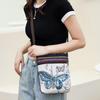 Retro Ethnic Style Shoulder Bag Canvas Embroidered Phone Crossbody Messenger Bag Travel Outdoor Casual Simple All-Mastch Women Small Bag