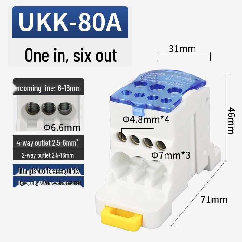 UKK Hochstrom-Anschlusskasten: Einpolige Schiene, Mehrfachausgangsverdrahtung