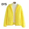 Fall Winter Women Jacket Thick Padded Warm Windproof Soft Zipper Closure Loose Cardigan Hooded Long Sleeve Lady Down Coat