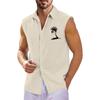 Men's Summer Hawaiian Print Sleeveless Shirt Men's Loose Lapel Sleeveless Button Shirt