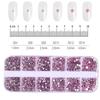 12Grids Pink Mixed Nail Rhinestones Luxury Nail Charms Glitter Crystal Jewelry Gems Nail Art Decoration DIY Manicure Rhinestones