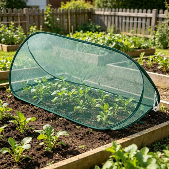 Pop-up Pflanzenschutznetz Gartenpflanzen-Netzabdeckung mit Erdspießen Insektenschutz Pflanzenschutznetz Faltbarer Erntekorb Hochbeet-Abdeckung für Pflanzenreihen