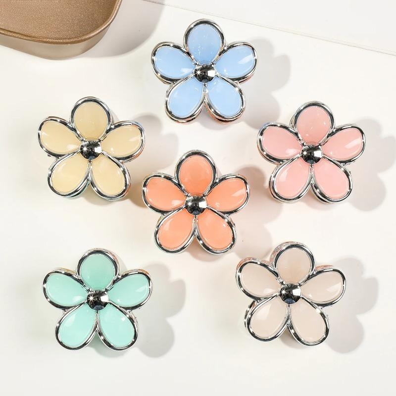 

6Pcs Frangipani small hairpin female high-end sense of disc hair ponytail clip jelly color cute shark clip