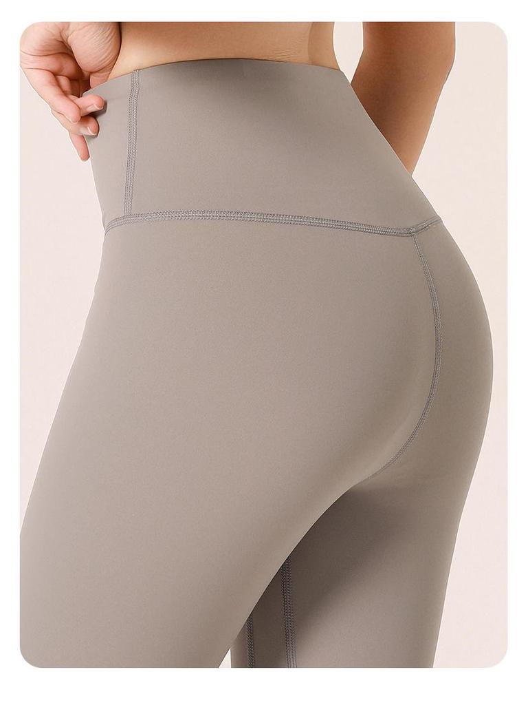 2024 Women's High-Waist Nude Yoga Pants - Peach Hip Tights for Sports & Fitness