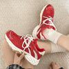 Leather mesh dad shoes women 2025 autumn new breathable lightweight soft sole versatile red casual sports shoes tide