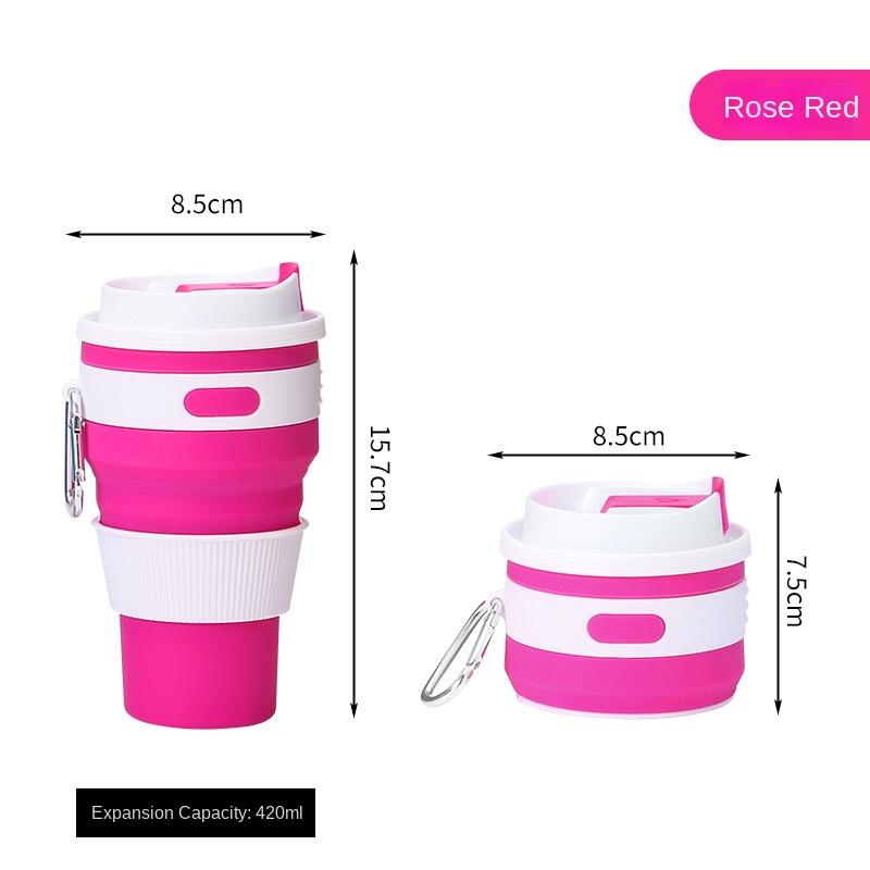 Outdoor Activity Foldable Lightweight to Carry Silicone Coffee Cup Drop-Resistant Food Grade Environmental Protection Drink Cup Lidded Silicone Wat