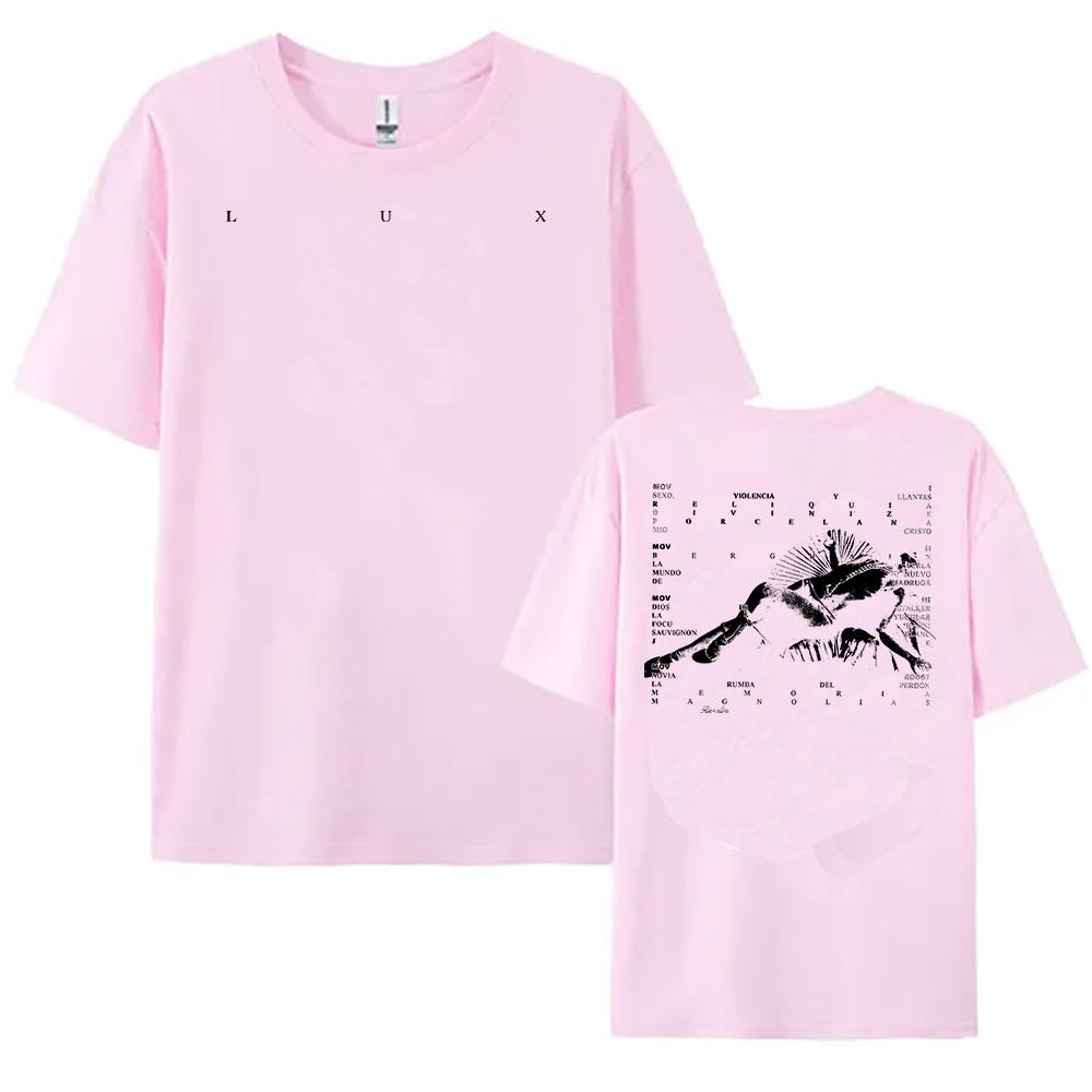 Rosalía LUX TRACKLIST TEE Korte Mouw Katoen Mode Dames T-shirts Grafische Print Kleding Unisex Streetwear Dames Unisex Shirt
